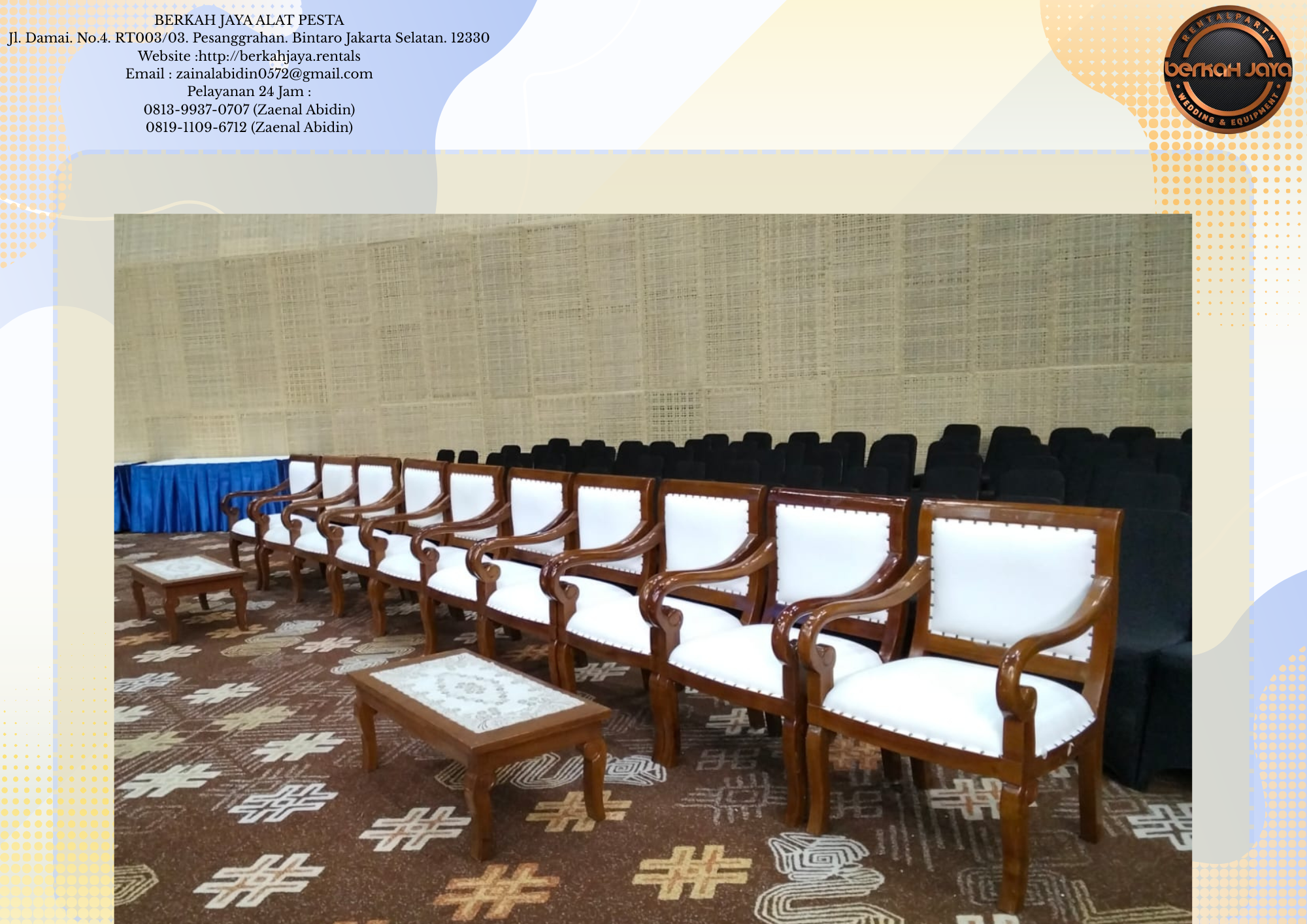 Sewa Kursi VIP Kayu Dan Tenda Kerucut Jakarta Selatan