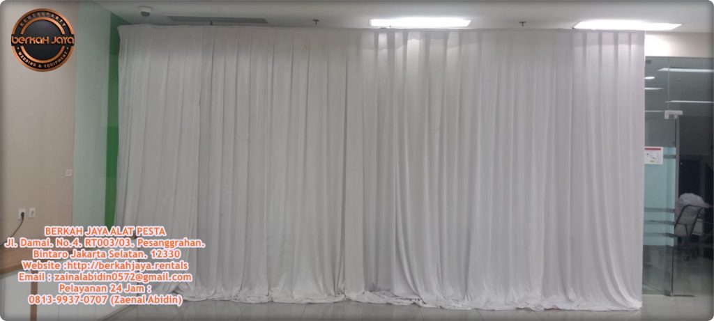 Sewa Tirai Kain Filamin Putih Area Jakarta Selatan