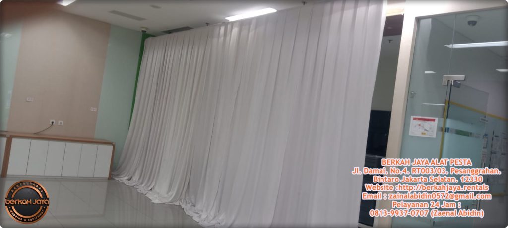 Sewa Tirai Kain Filamin Putih Area Jakarta Selatan