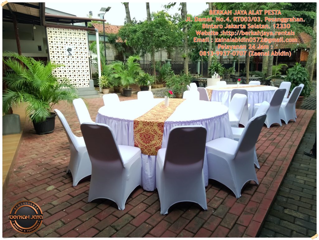 Jasa Sewa Meja Bulat Set Kursi Futura Cover Putih Area Bogor