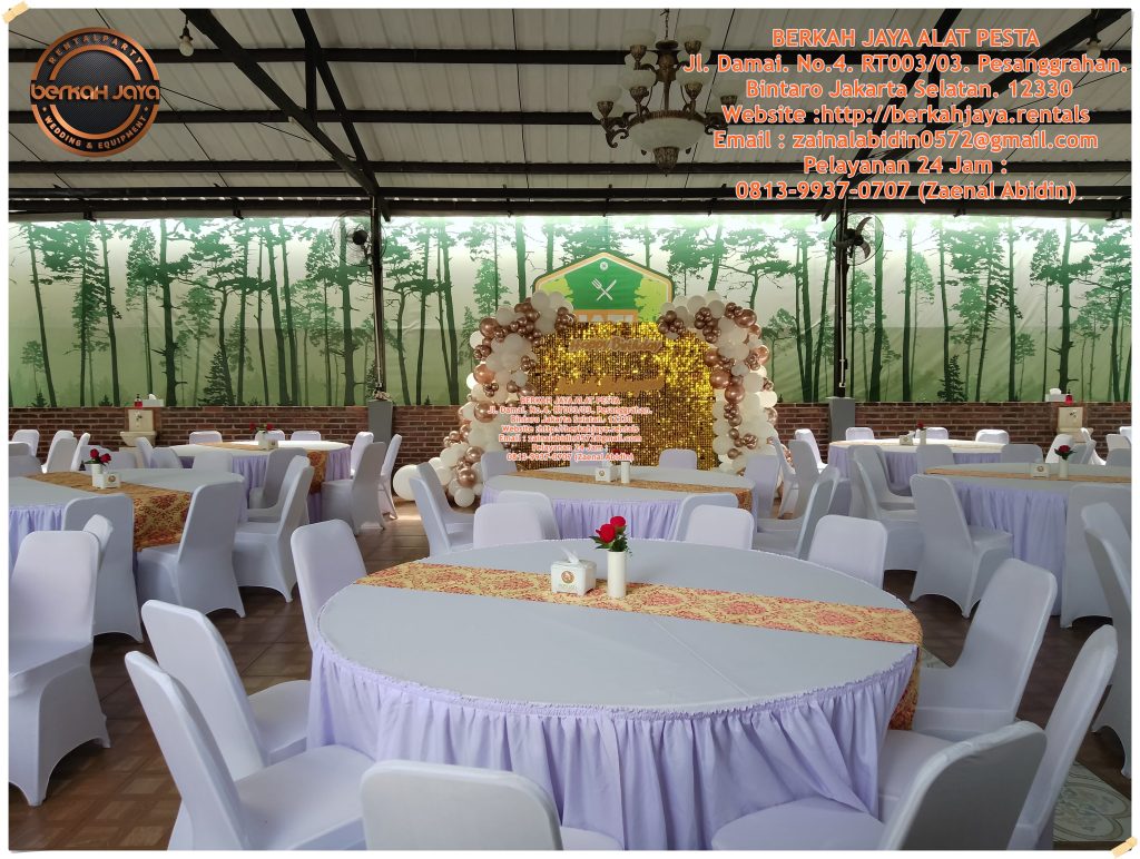 Jasa Sewa Meja Bulat Set Kursi Futura Cover Putih Area Bogor
