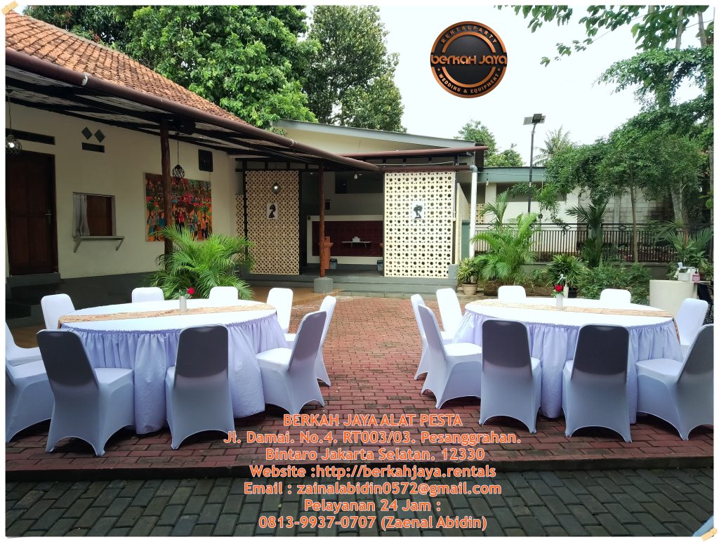 Jasa Sewa Meja Bulat Set Kursi Futura Cover Putih Area Bogor