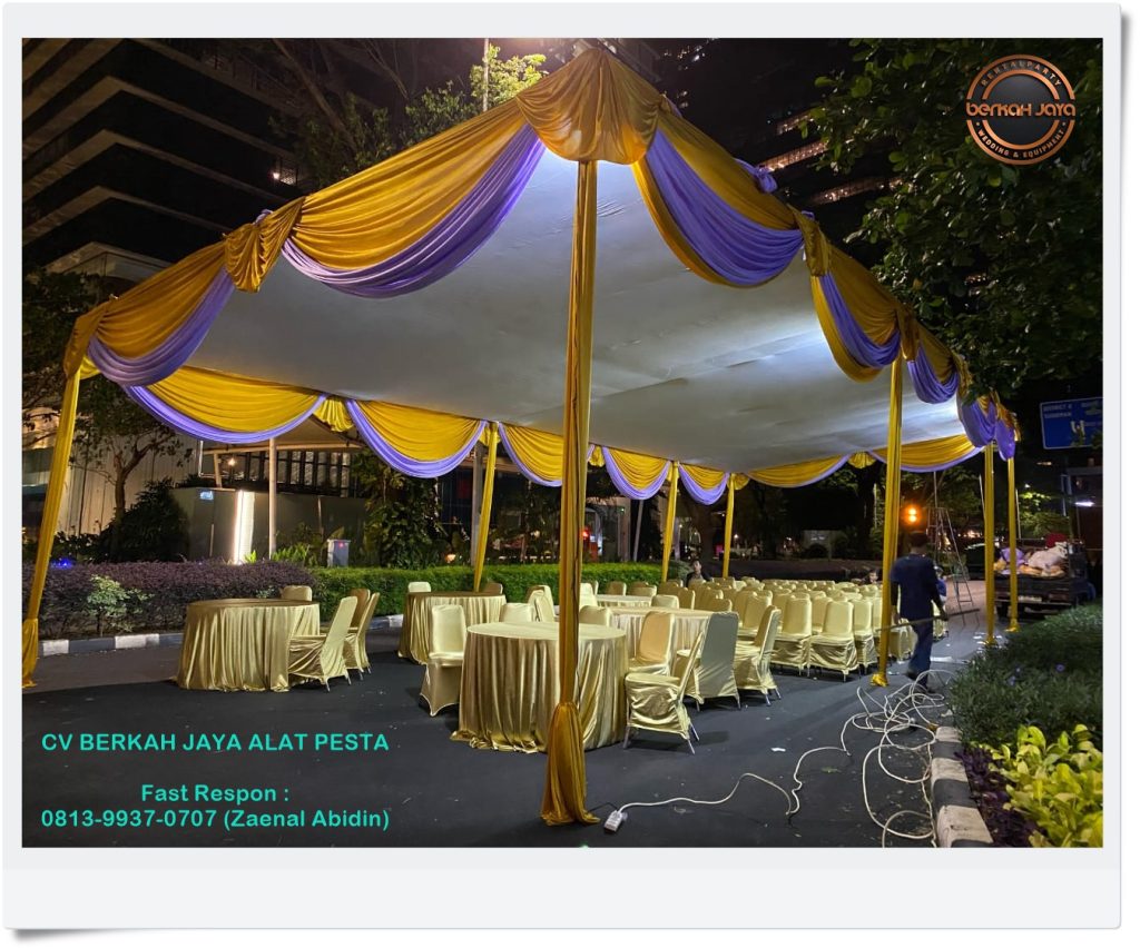 Menyewakan Tenda Konvensional Dekorasi Plafon Area Karawang Harga Murah