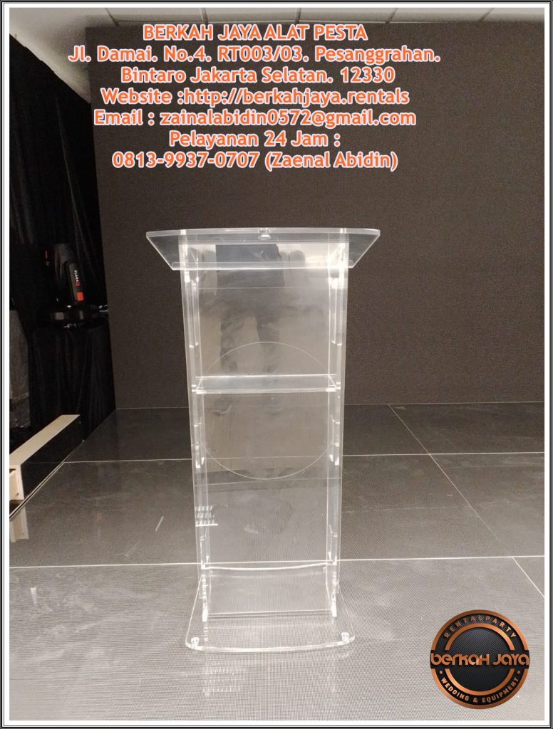 Sewa Podium Kaki Stainless Type Acrylic VIP Jakarta Selatan