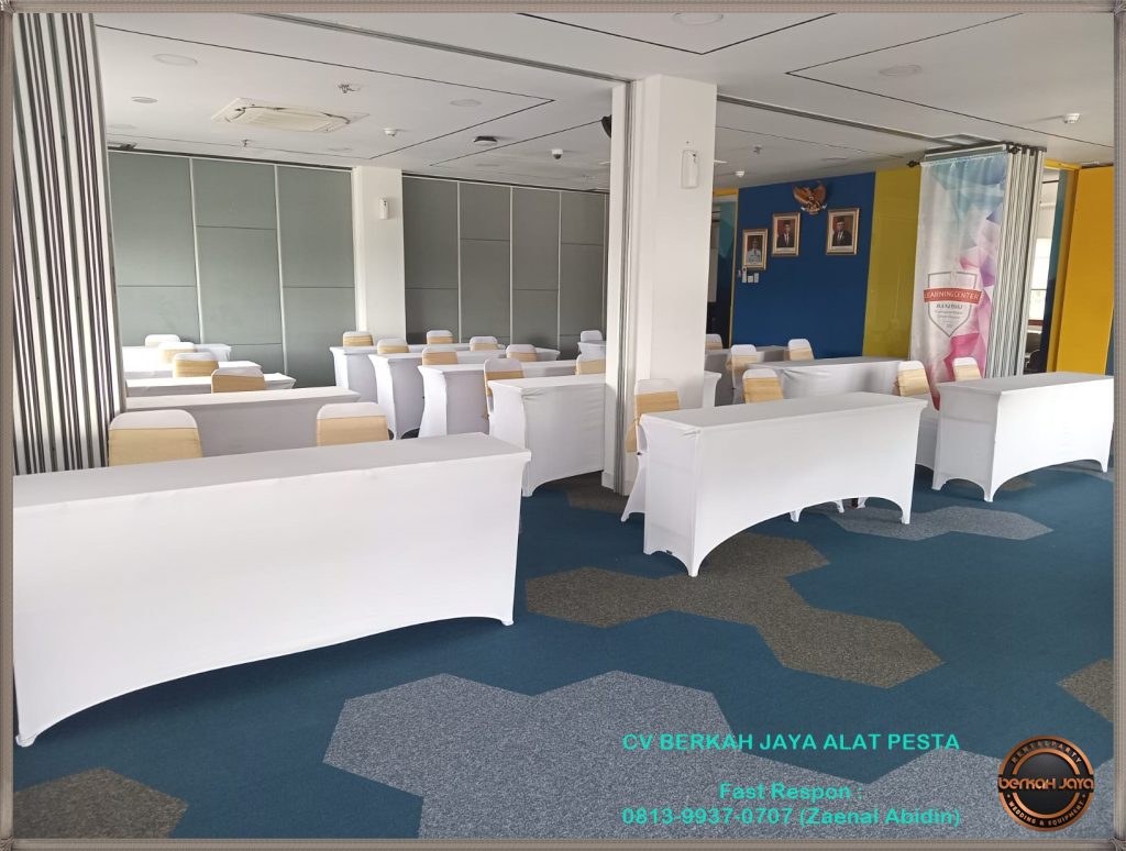 Sewa Meja IBM Taplak Putih Gold Di Area Jakarta