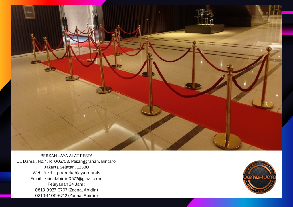 Rental Tiang Pembatas Antrian Pita Tarik Dan Tali Bludru VIP Di Jakarta