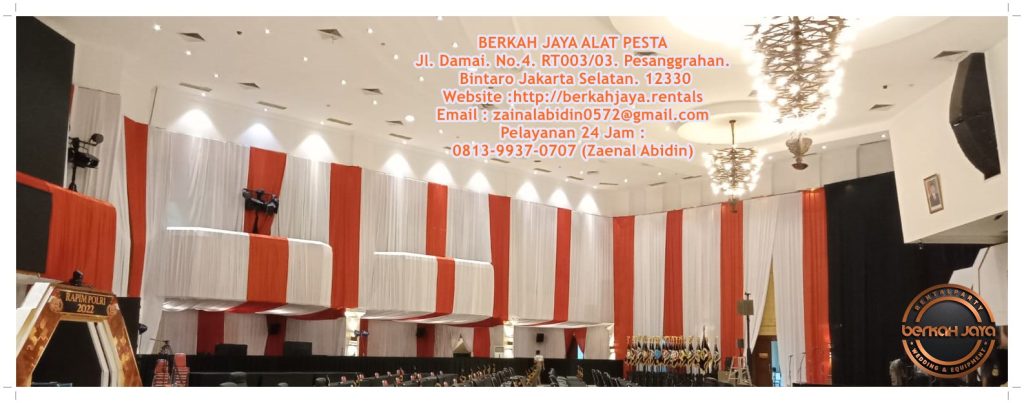 Rental Tirai Merah Putih Bahan Filamin Di Jakarta Selatan