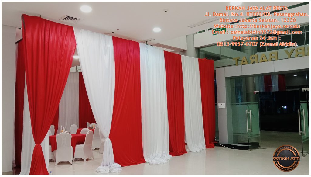 Rental Tirai Merah Putih Bahan Filamin Di Jakarta Selatan