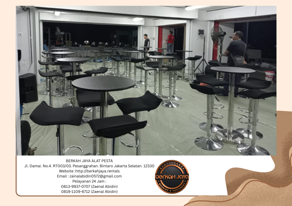 Jasa Rental Barstool Hitam Kursi Silinder Area Jakarta