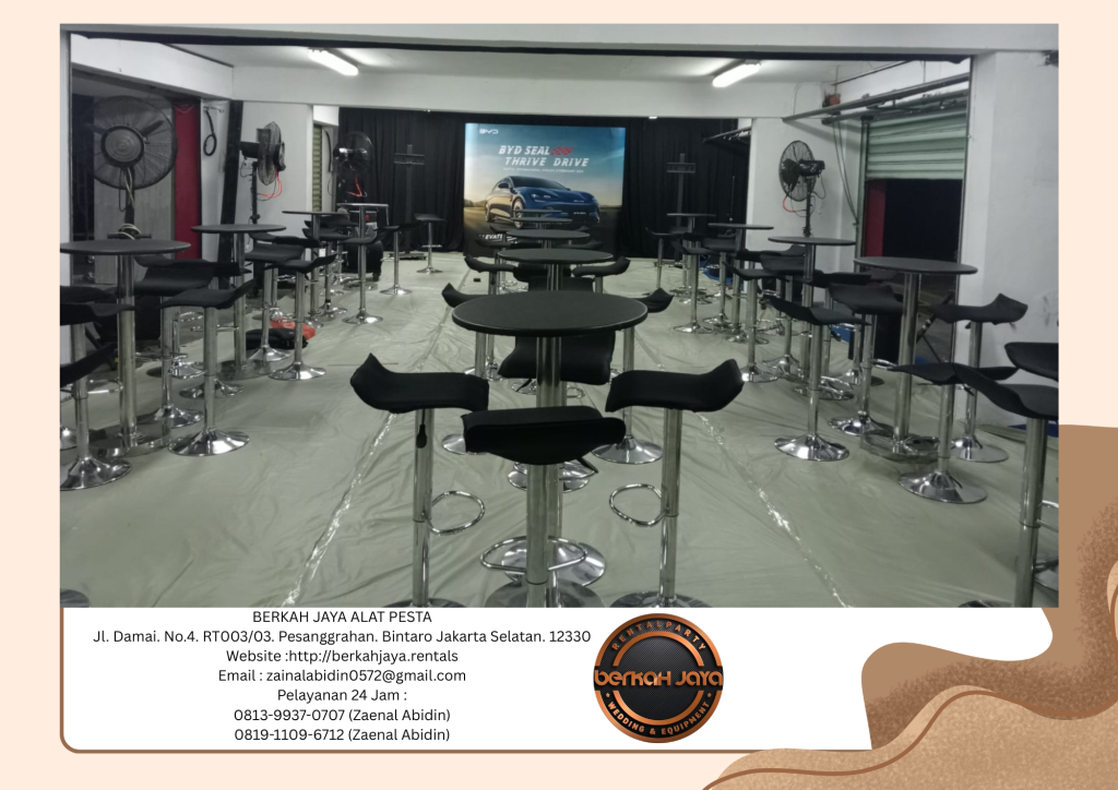 Jasa Rental Barstool Hitam Kursi Silinder Area Jakarta