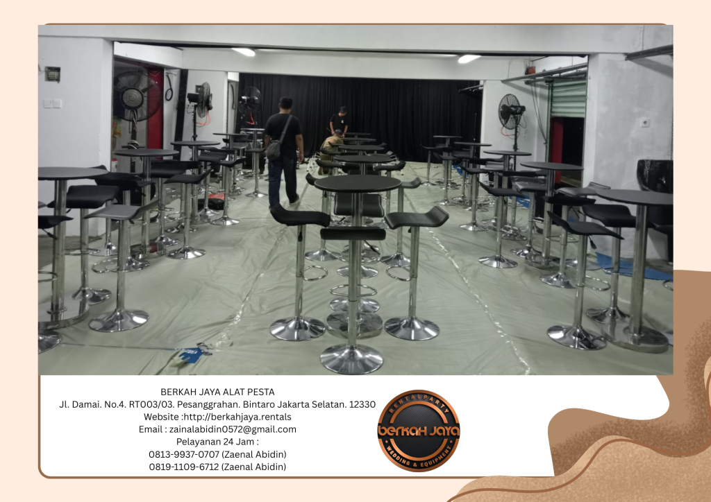 Jasa Rental Barstool Hitam Kursi Silinder Area Jakarta