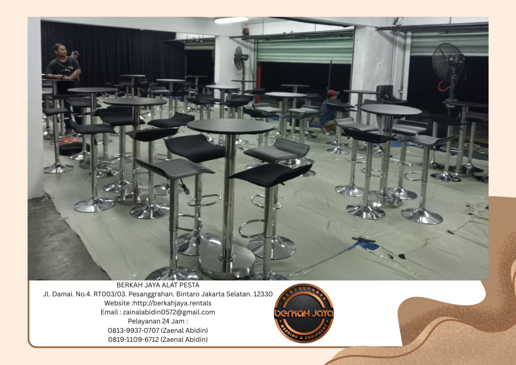 Jasa Rental Barstool Hitam Kursi Silinder Area Jakarta