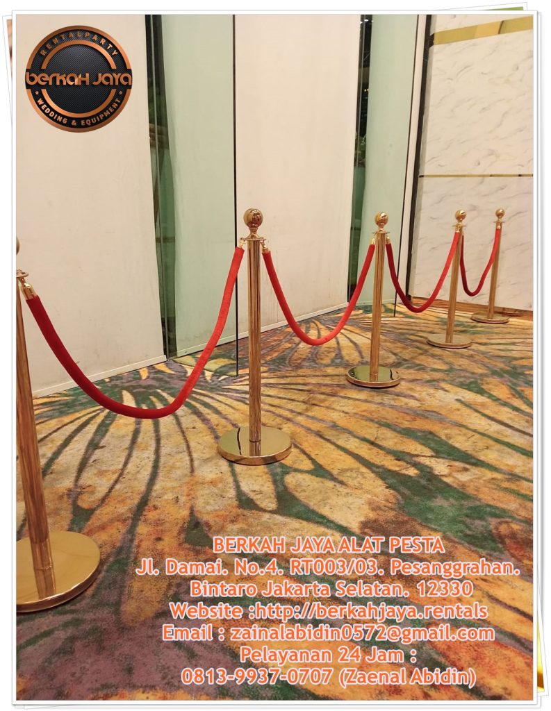 Rental Tiang Stainless Pembatas VIP Tali Bludru Merah Area Jakarta