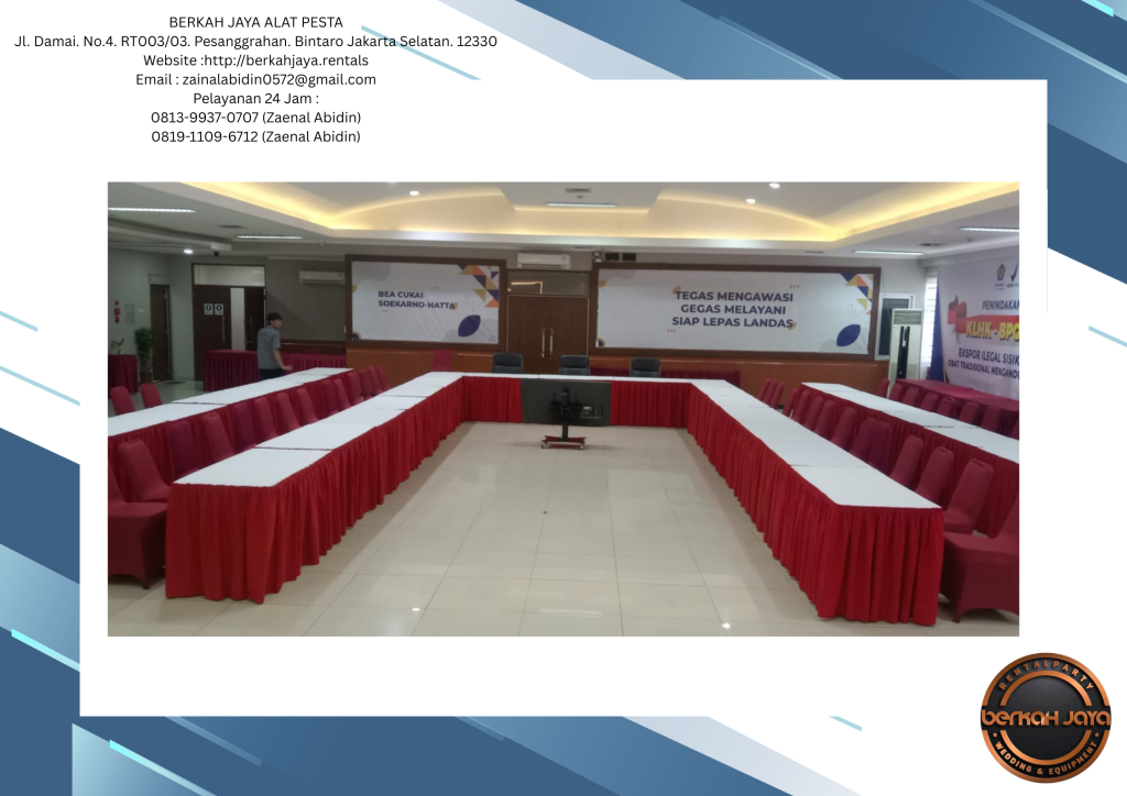 Sewa Tenda Serut Merah Putih Dan Meja Kotak Cover Merah Putih Jakarta Selatan