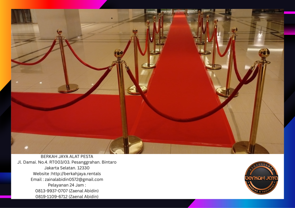 Rental Tiang Stainless Pembatas VIP Tali Bludru Merah Area Jakarta