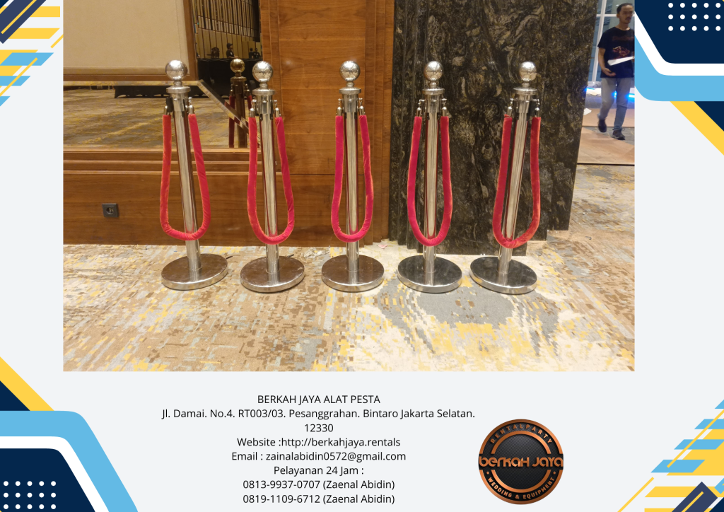 Rental Tiang Stainless Pembatas VIP Tali Bludru Merah Area Jakarta