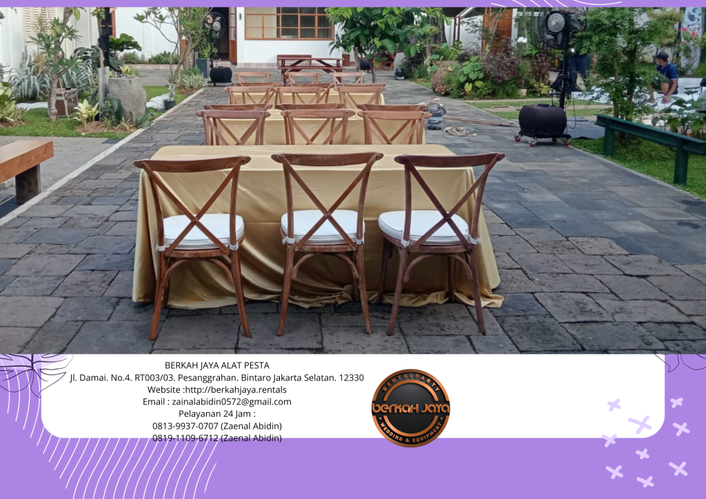 Sewa Kursi VIP Crossback Kayu Jati Set Meja Daerah Jakarta