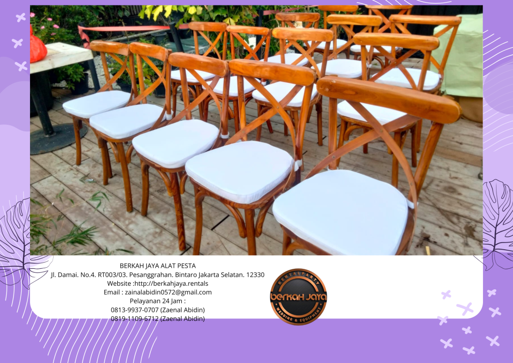 Sewa Kursi VIP Crossback Kayu Jati Set Meja Daerah Jakarta