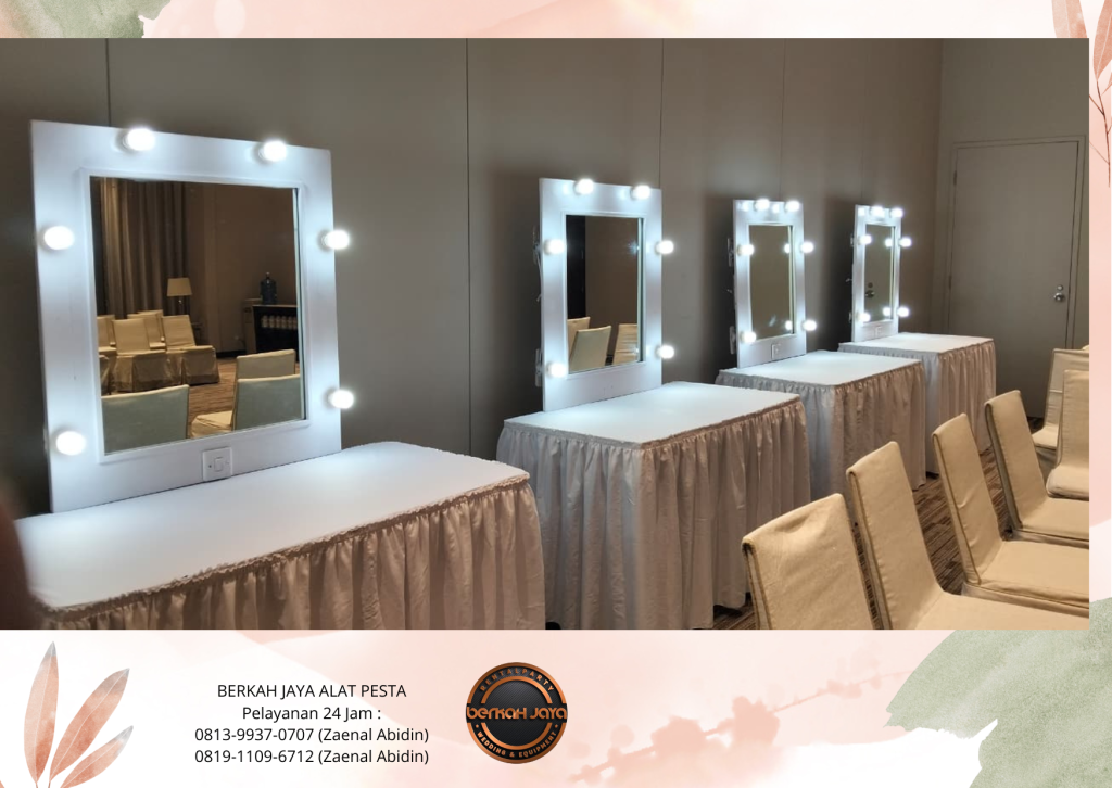 Rental Meja Kaca Rias Putih Berlampu Area Jakarta