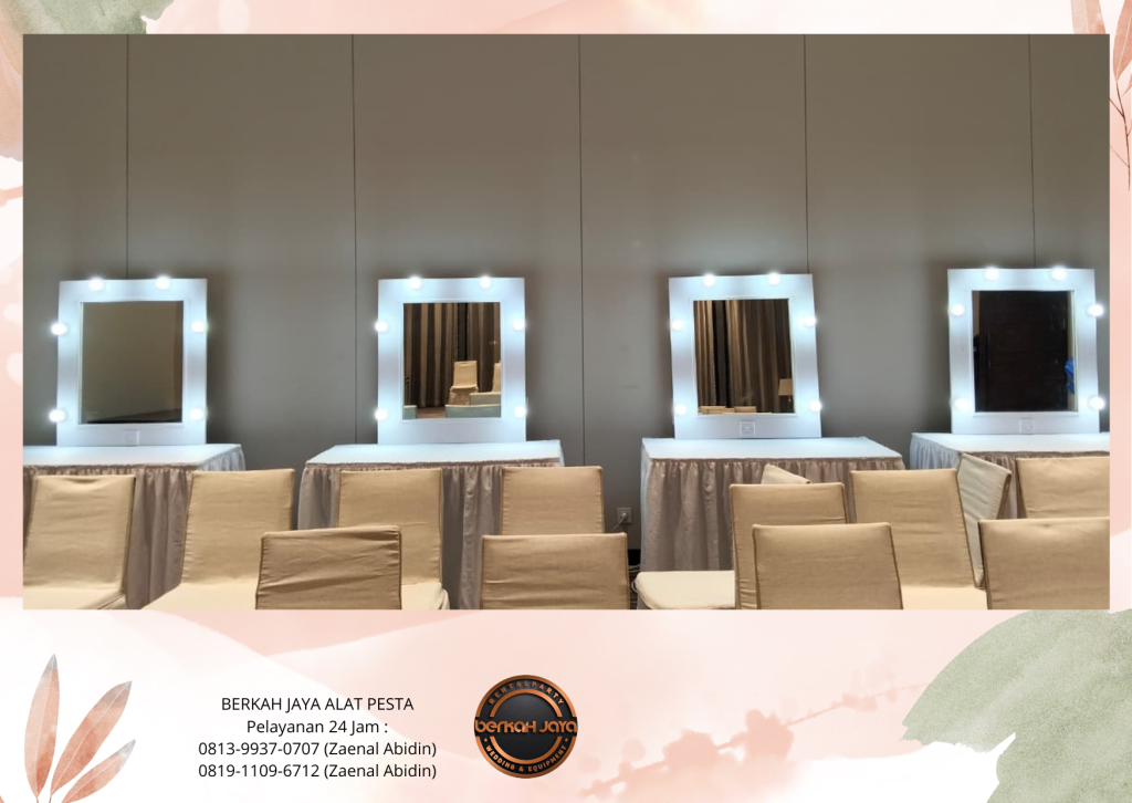 Rental Meja Kaca Rias Putih Berlampu Area Jakarta
