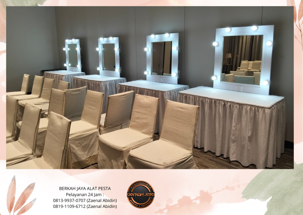 Rental Meja Kaca Rias Putih Berlampu Area Jakarta
