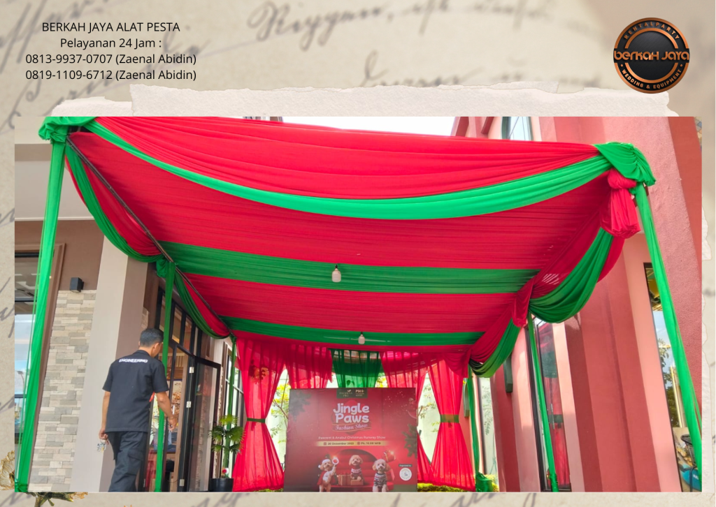 Sewa Tenda Dekorasi Serut Warna Merah Dan Hijau Area Jakarta