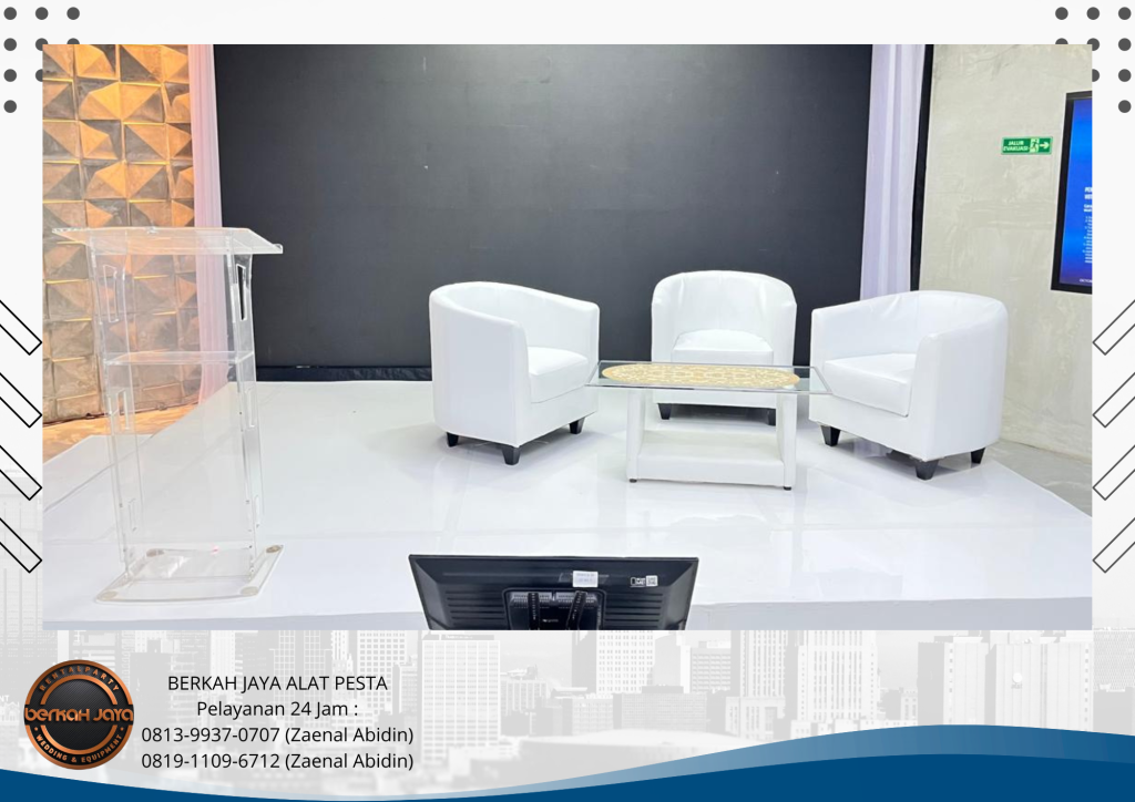 Sewa Sofa Oval Meja Kaca VIP Putih Jakarta Selatan