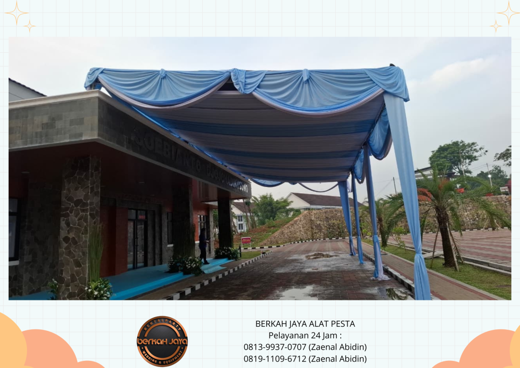Sewa Tenda Serut Putih Biru Arm Chairs Meja Jakarta Selatan