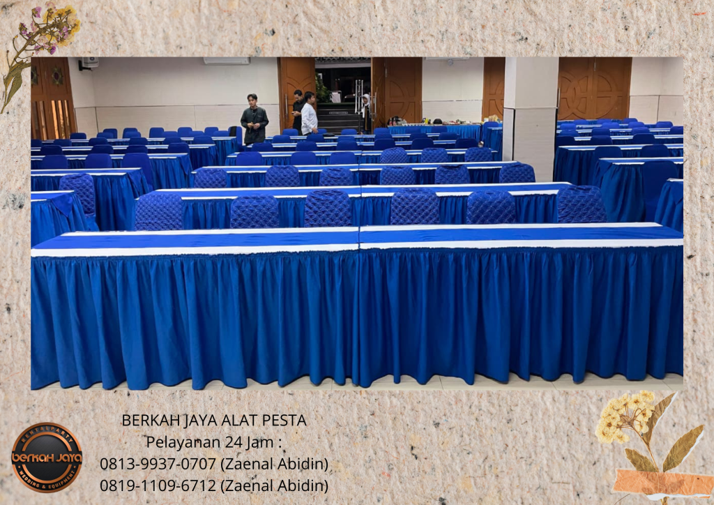 Sewa MEJA KURSI COVER BIRU Area Jakarta Selatan