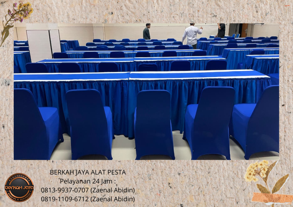 Sewa MEJA KURSI COVER BIRU Area Jakarta Selatan