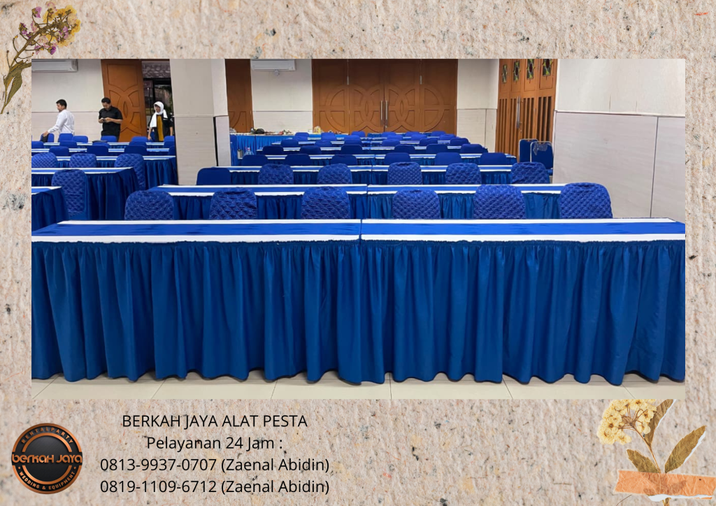 Sewa MEJA KURSI COVER BIRU Area Jakarta Selatan