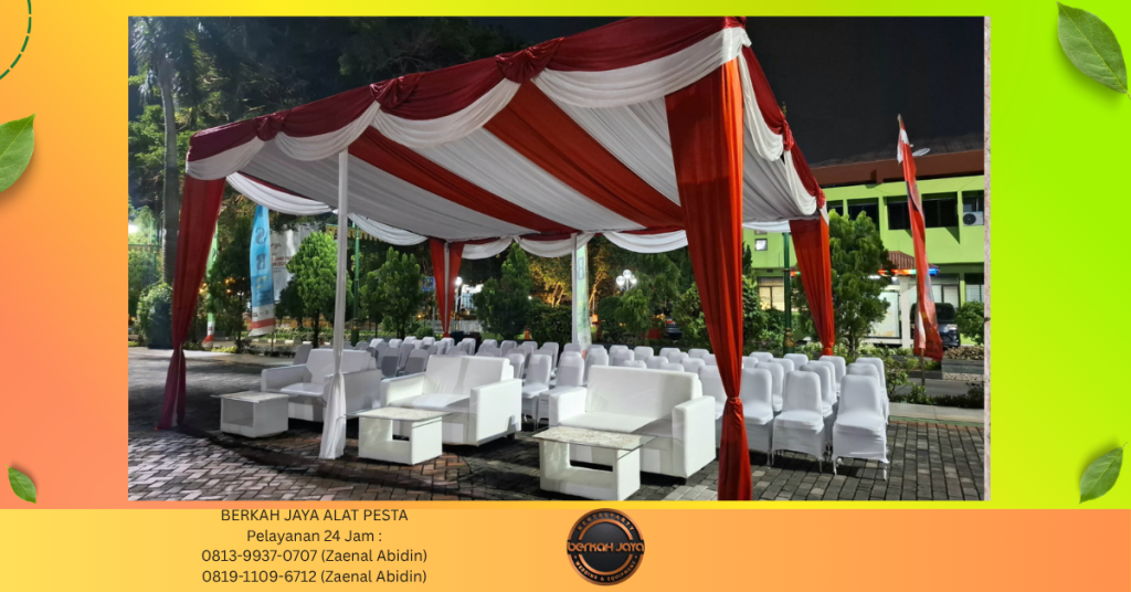 Rental TENDA SERUT KAIN MERAH PUTIH Area Jakarta Selatan