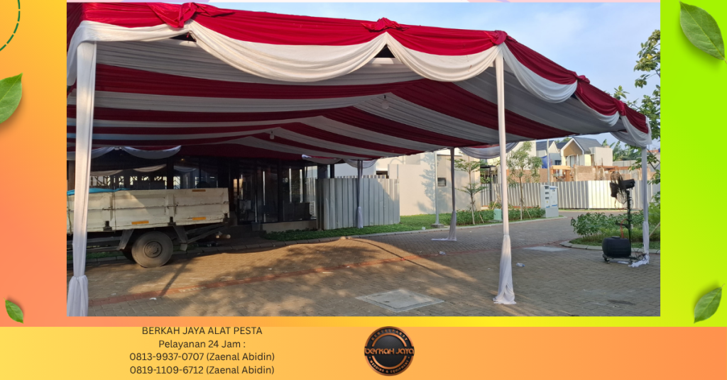 Rental TENDA SERUT KAIN MERAH PUTIH Area Jakarta Selatan
