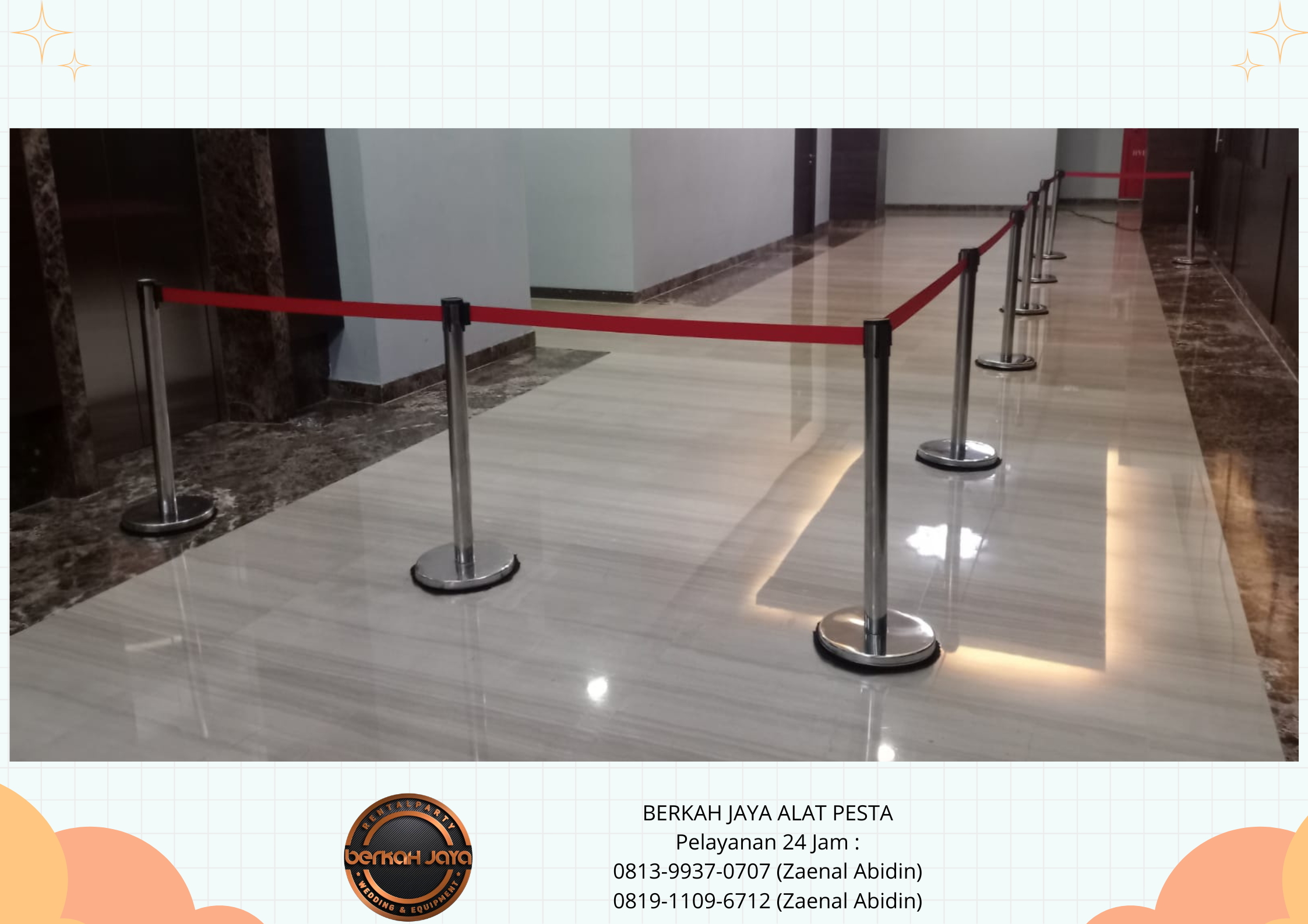 Rental TIANG ANTRIAN STAINLESS PITA MERAH Jakarta Selatan