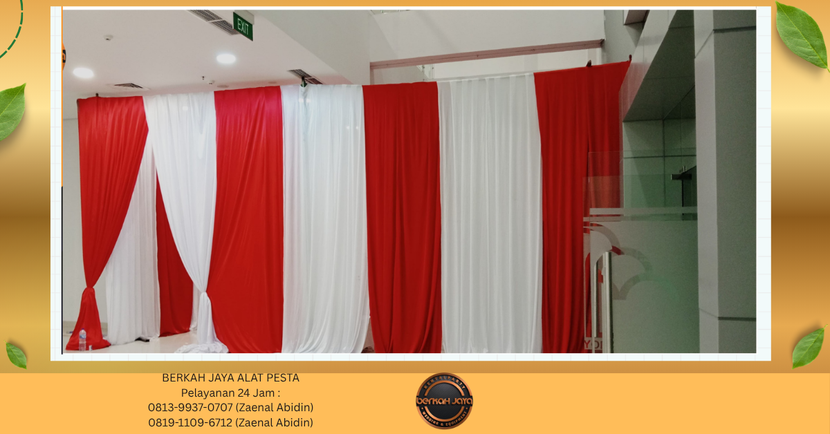 Layanan Sewa TIRAI MERAH PUTIH DEKORASI DINDING Di Jakarta 081399370707