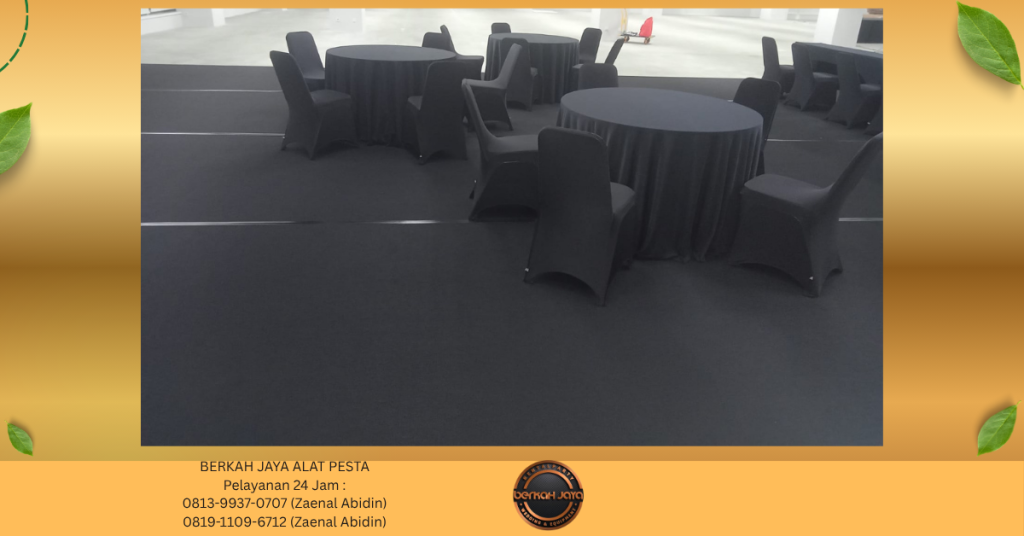 Rental KARPET HITAM ROUND TABLE KURSI MEJA IBM Jakarta Selatan