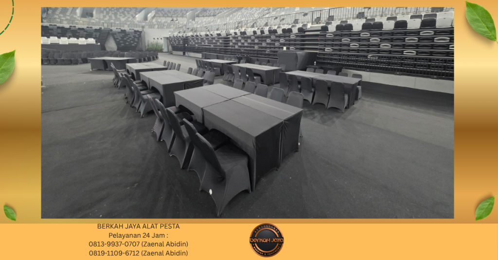 Rental KARPET HITAM ROUND TABLE KURSI MEJA IBM Jakarta Selatan
