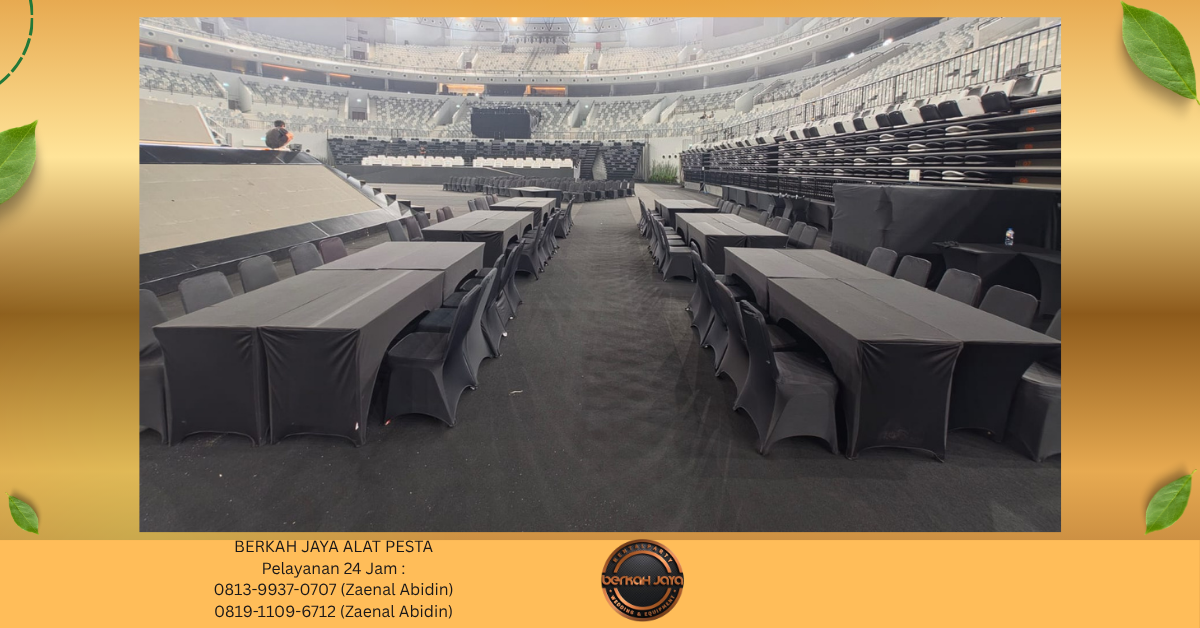 Rental KARPET HITAM ROUND TABLE KURSI MEJA IBM Jakarta Selatan