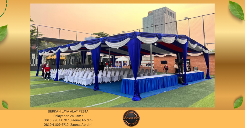 Rental TENDA SERUT BIRU PUTIH MERAH MEJA KURSI Jakarta
