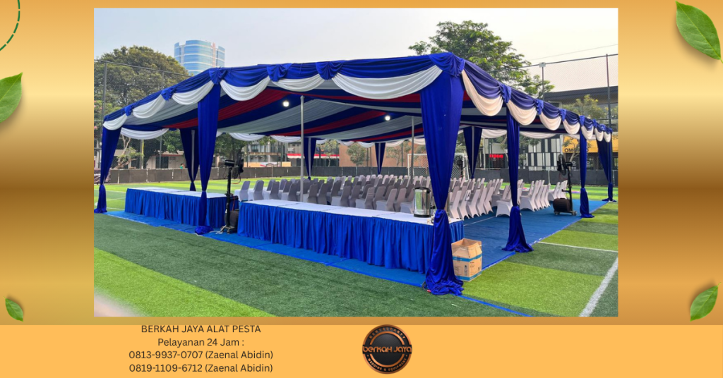 Rental TENDA SERUT BIRU PUTIH MERAH MEJA KURSI Jakarta