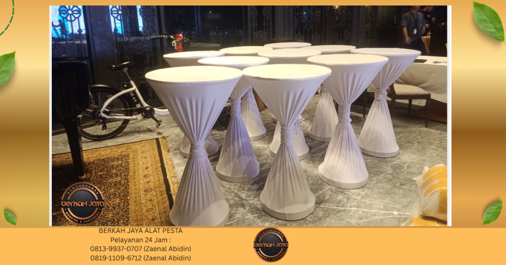 Sewa MEJA BAR COVER TEBAR PUTIH IKAT PITA Jakarta Selatan