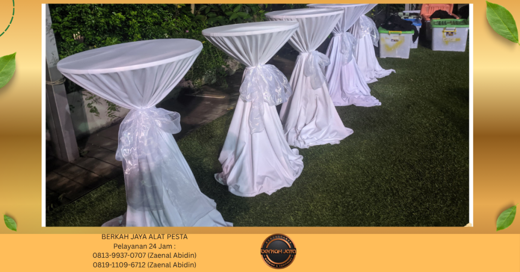Sewa MEJA BAR COVER TEBAR PUTIH IKAT PITA Jakarta Selatan
