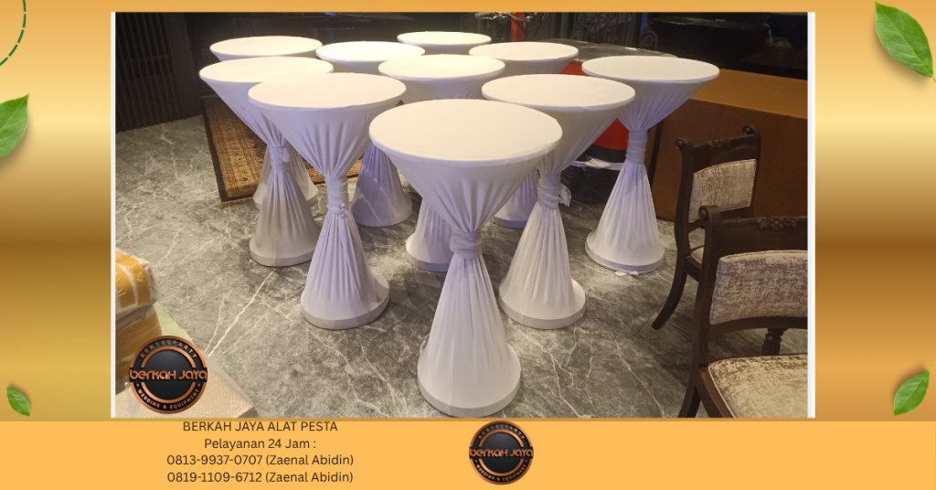 Sewa MEJA BAR COVER TEBAR PUTIH IKAT PITA Jakarta Selatan