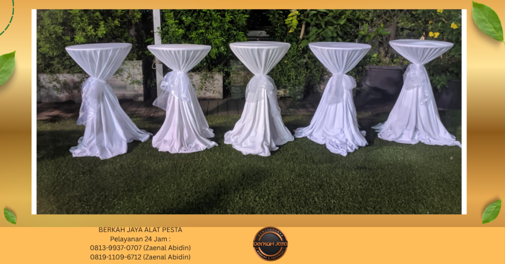 Sewa MEJA BAR COVER TEBAR PUTIH IKAT PITA Jakarta Selatan