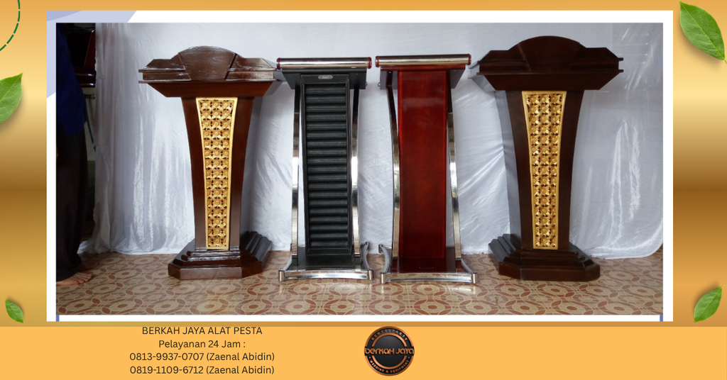 Sewa PODIUM COKLAT FRAME STAINLESS Jakarta Selatan