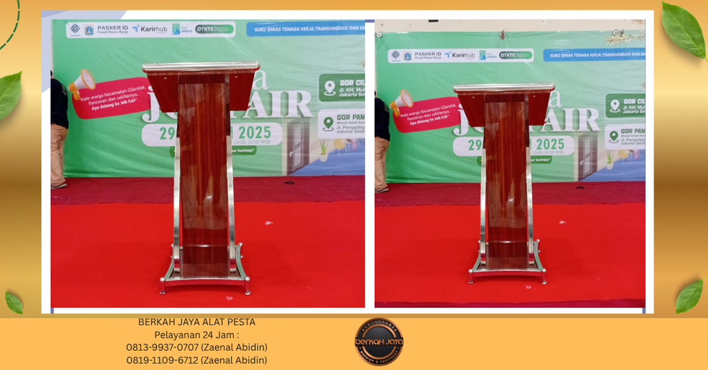 Sewa PODIUM COKLAT FRAME STAINLESS Jakarta Selatan