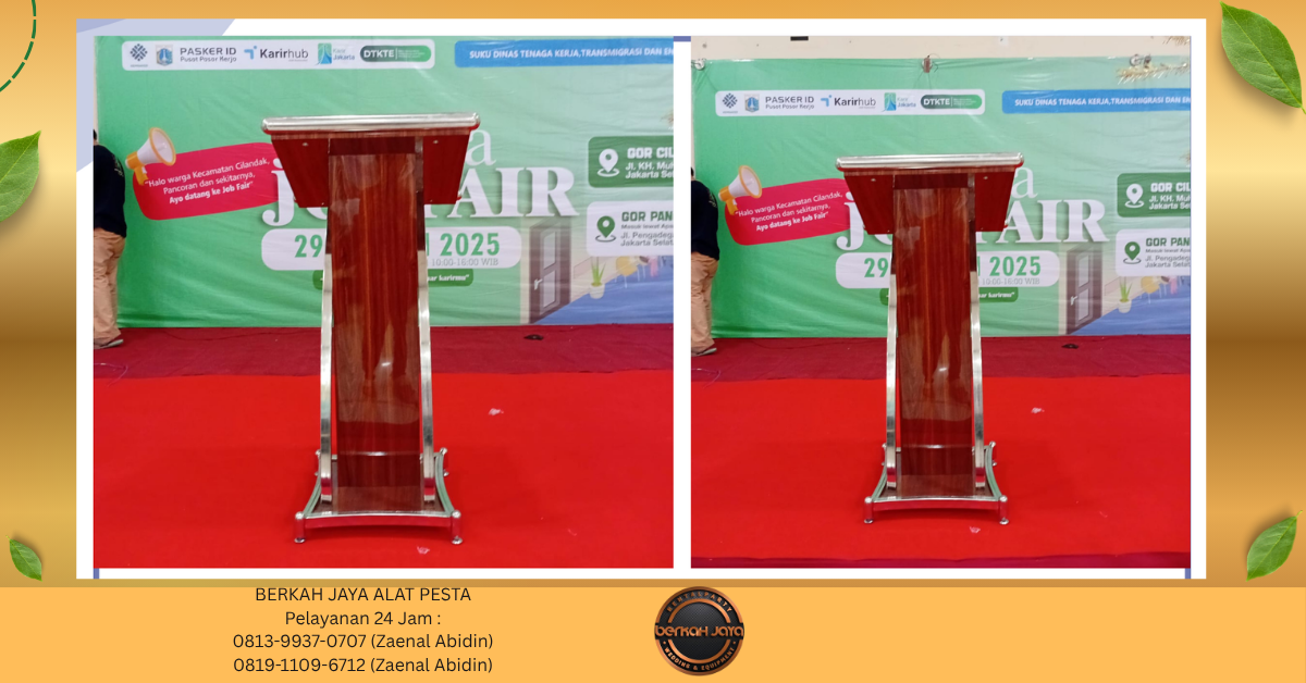 Sewa PODIUM COKLAT FRAME STAINLESS Jakarta Selatan
