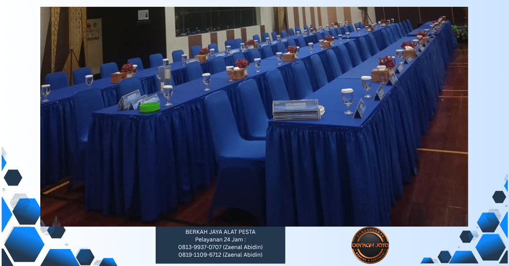 Sewa Meja Kotak Taplak Biru Jakarta 081399370707