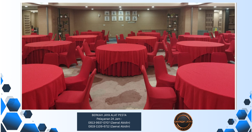 Sewa Round Table Dan Kursi Cover Merah Jakarta Selatan 081399370707