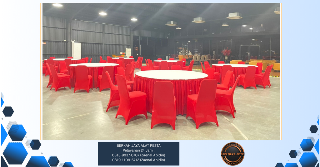 Sewa Round Table Dan Kursi Cover Merah Jakarta Selatan 081399370707